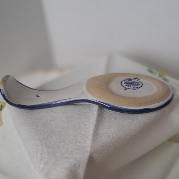 VINTAGE LOUISVILLE STONEWARE NOAHS ARK Blue Rim With Noah and Animals SPOON REST - Picture 4 of 6